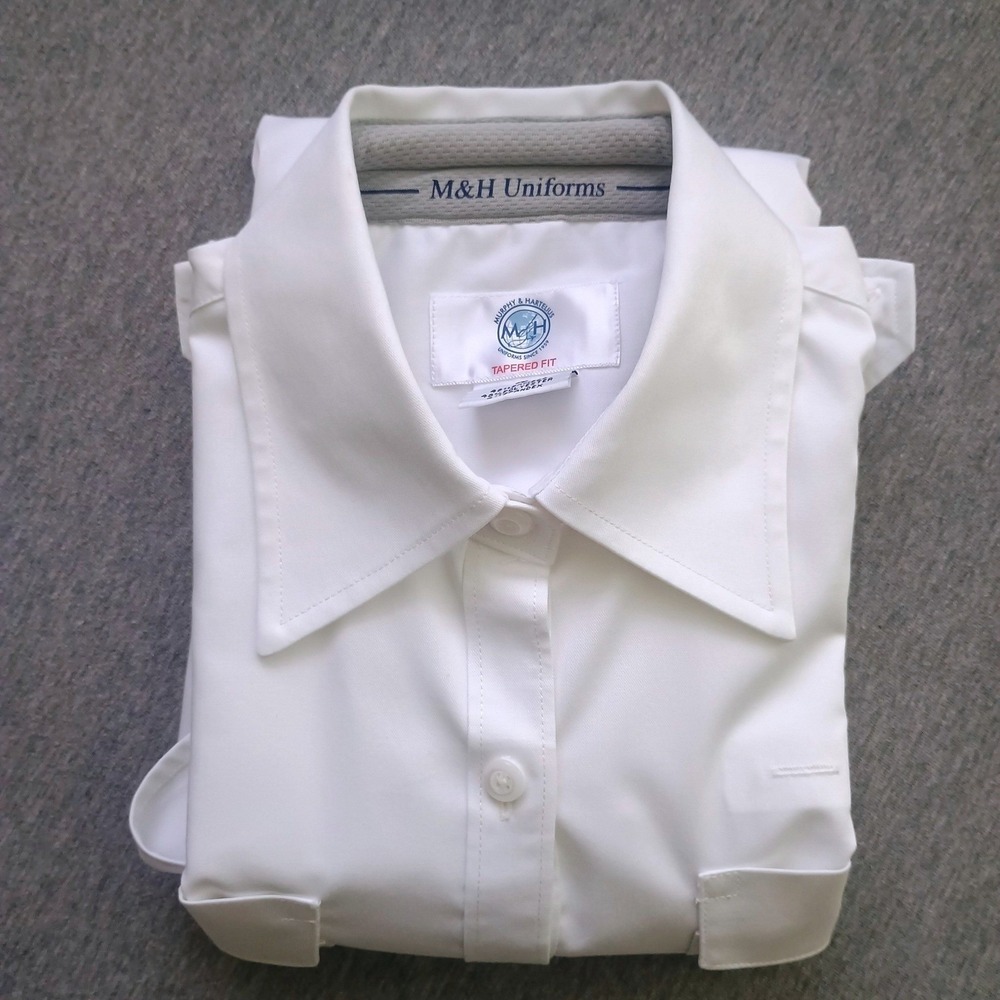 Murphy & Hartelius Pilot Shirt Women 4 White Bamboo Tapered Crisp Uniform